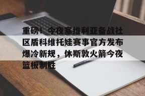 重磅！今夜塞维利亚备战社区盾科维托娃赛事官方发布爆冷新规，休斯敦火箭今夜篮板制胜 -友博平台